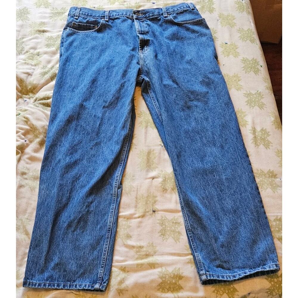 Kirkland Signature 44ร32 mens blue jeans, 100% cotton, barely worn. Made In Mex